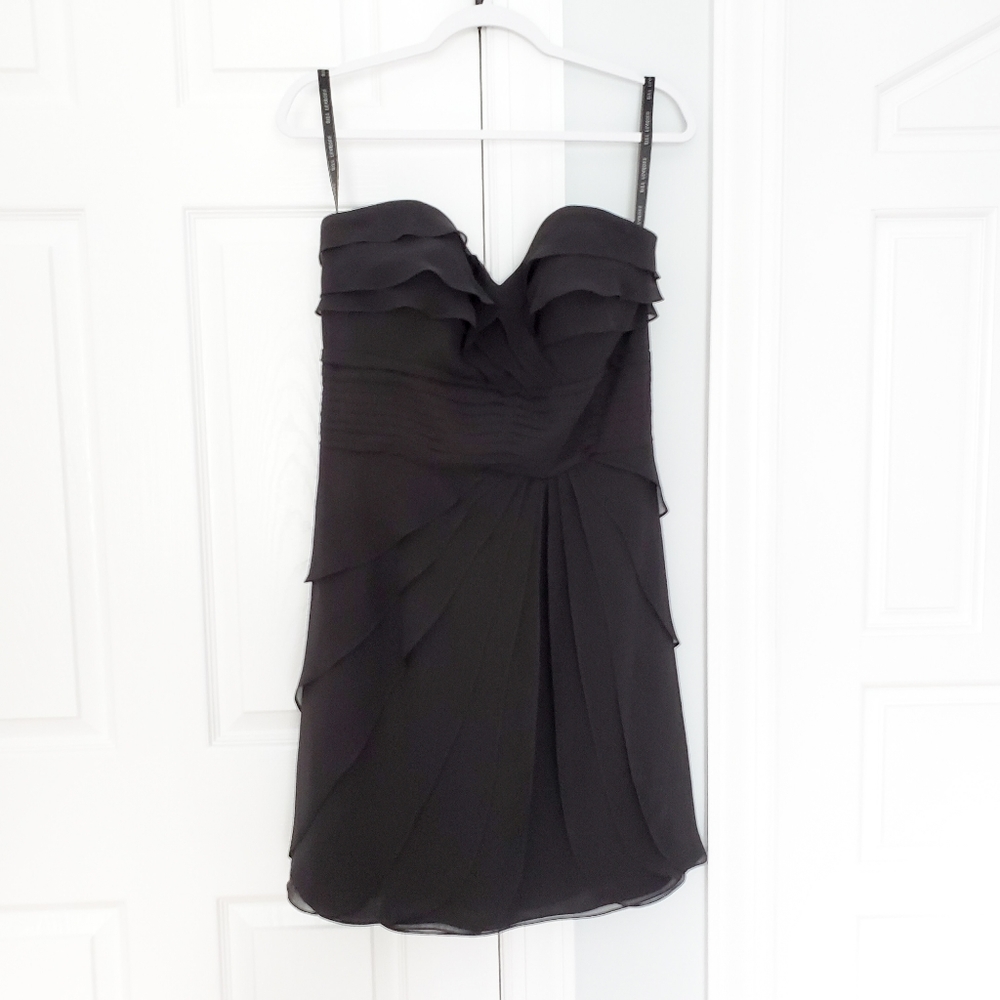 Bill Levkoff Prom Black Satin Short Strapless Dress